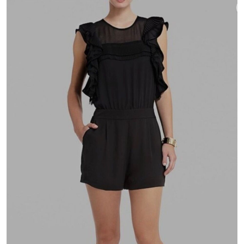 BCBGMaxAzria Black Ruffled Agnes Romper | SZ 8